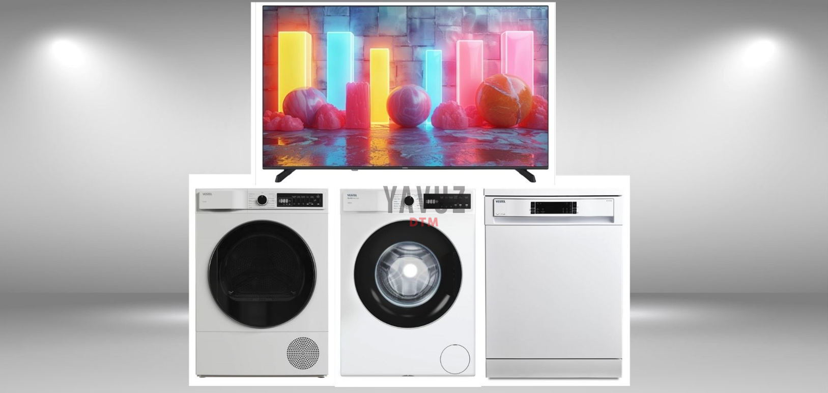 VESTEL Yuvamın Dörtlüsü Çeyiz Paketi (BM4212 WIFI BULAŞIK+KM96301 KURUTMA + CMI96301 ÇAMAŞIR + 65UT9740 65'' 4K SMART TV))