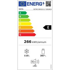 Vestel RETRO NFK52111 Turuncu 471 Lt No-Frost Buzdolabı