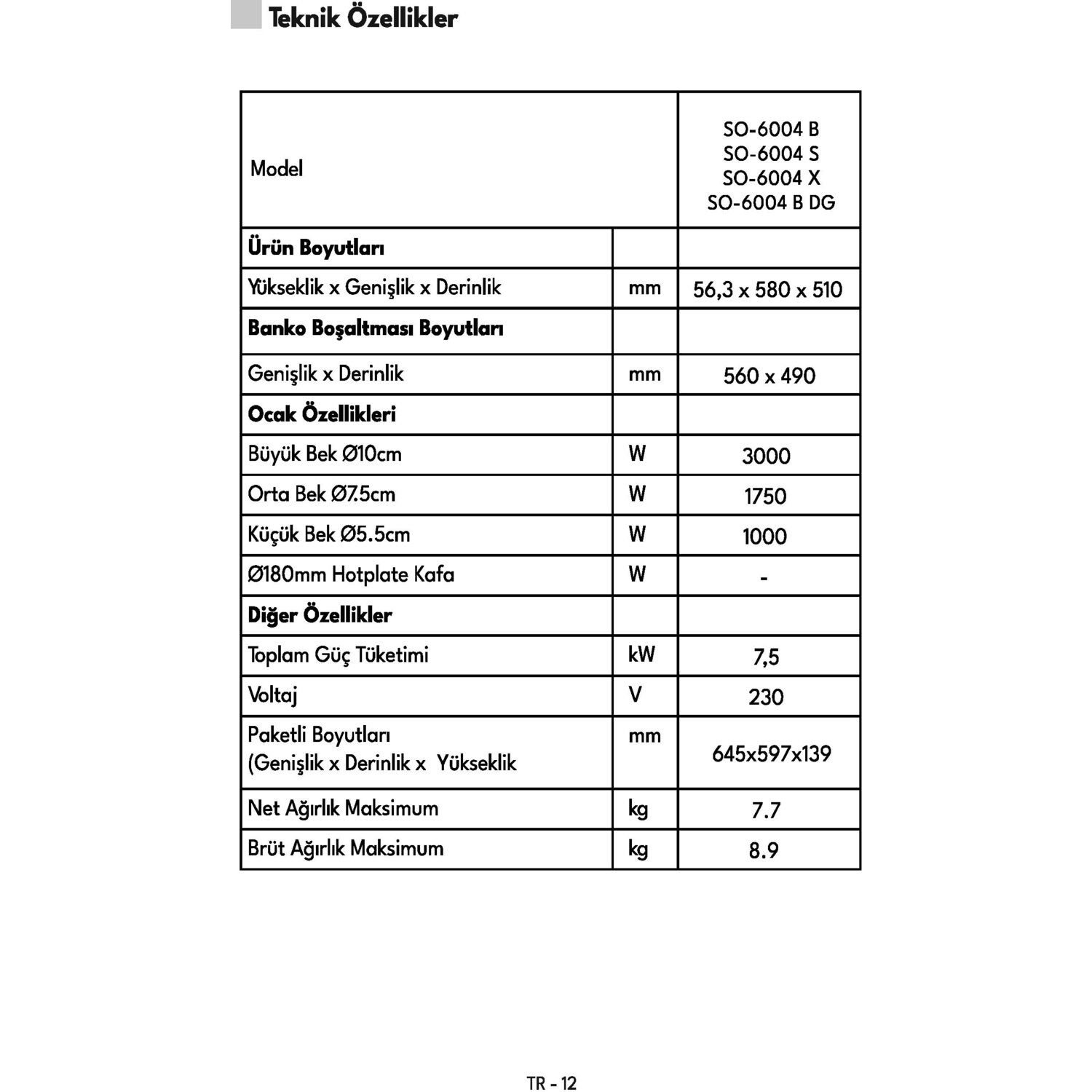 Vestel SO- 6004 B 60 CM 4 Gözü Gazlı Set Üstü Ocak